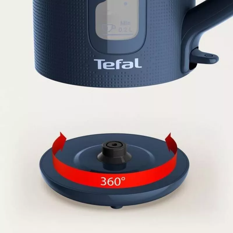Electric kettle Tefal KO2M0410 — 1.7 L, 2400 W, blue, water level indicator, anti-calc filter