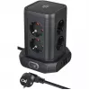 Power strip tower Brennenstuhl 1153560010 — 8 outlets, 2×USB-A, 1×USB-C, black