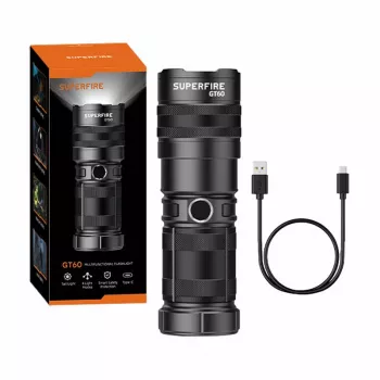 Flashlight Superfire GT60, 2600 lm, USB-C rechargeable handheld torch