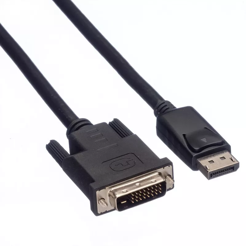 Roline - Video Cable - DisplayPort (M) to DVI-D (M) - 2 m - Thumbscrews - Black