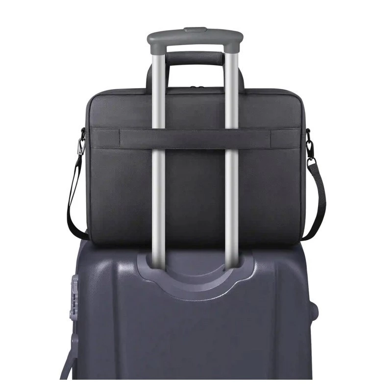 Laptop bag DEFENDER FIRM 26123 for 15.6 inch laptops, polyurethane, black, toploader, removable shoulder strap