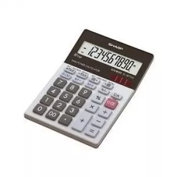 Calculator Sharp EL-M711GGY silver solar-powered basic desktop calculator with angled display