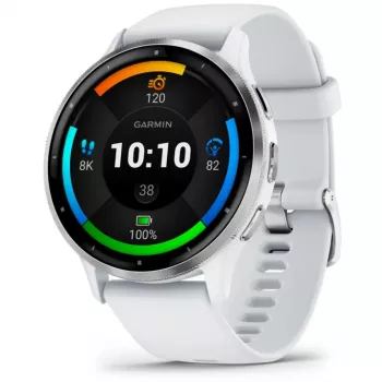 Smartwatch GARMIN Venu 3 — 1.4 inch AMOLED, 45 mm case, GPS, Wi‑Fi, 8 GB, Silver/White, silicone band