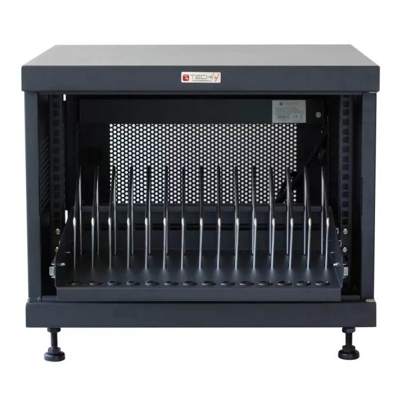 Rack shelf TECHLY 367652 cable organizer with 3M adhesive mounting, steel, 550×550×410 mm, black