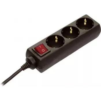 Power strip AS Schwabe 11362 — black Schuko socket with switch, 1 pc