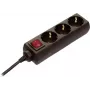 Power strip AS Schwabe 11362 — black Schuko socket with switch, 1 pc