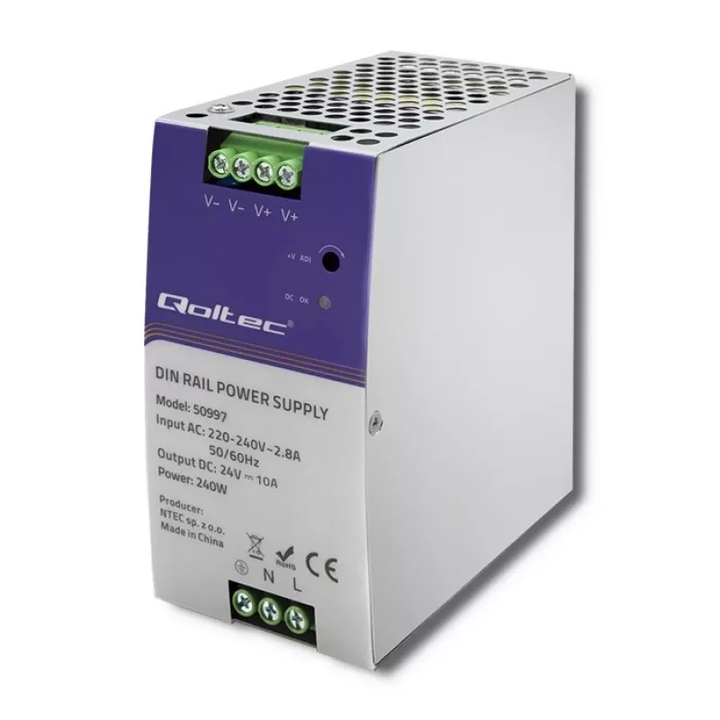 DIN rail power supply QOLTEC 50997 240W 24V 10A