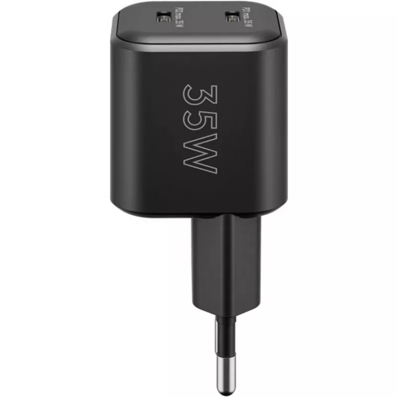 Wall charger GOOBAY 75333 — Universal indoor AC USB-C charger, 2x USB-C, 35 W, Black