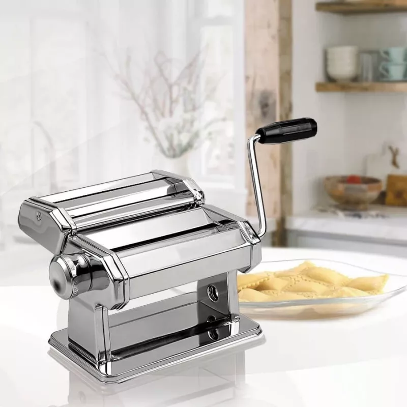 Manual pasta machine Maestro MR-1679 — stainless steel, manual noodle maker, disassemblable, parts replaceable