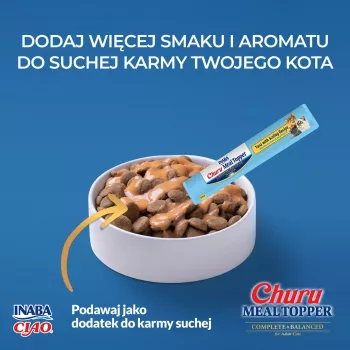 Wet cat treat pouch INABA Churu Meal Topper Tuna with Scallop 4 x 14 g