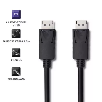 DisplayPort v1.2 male, 4K, 1.5m