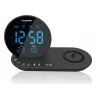 FM PLL clock radio/ALARM/USB/CR85BK CHARGE/Wireless charging/Indoor/outdoor temperature/black