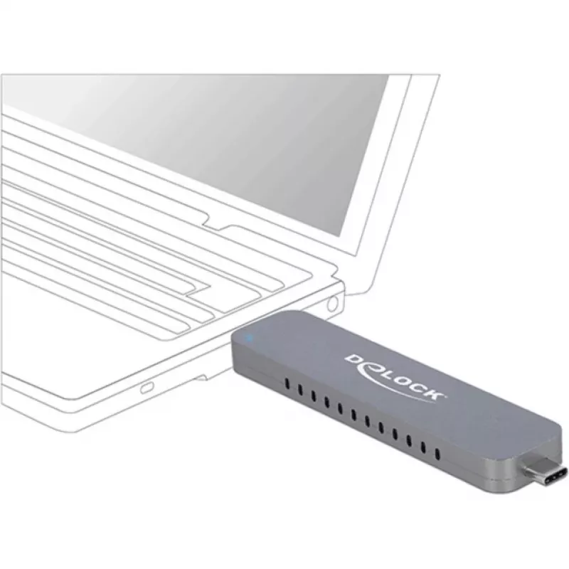 Externes Gehäuse für M.2 für M.2 NVMe PCIe SSD, Laufwerksgehäuse silber, mit USB TypeC und Typ-A Stecker
