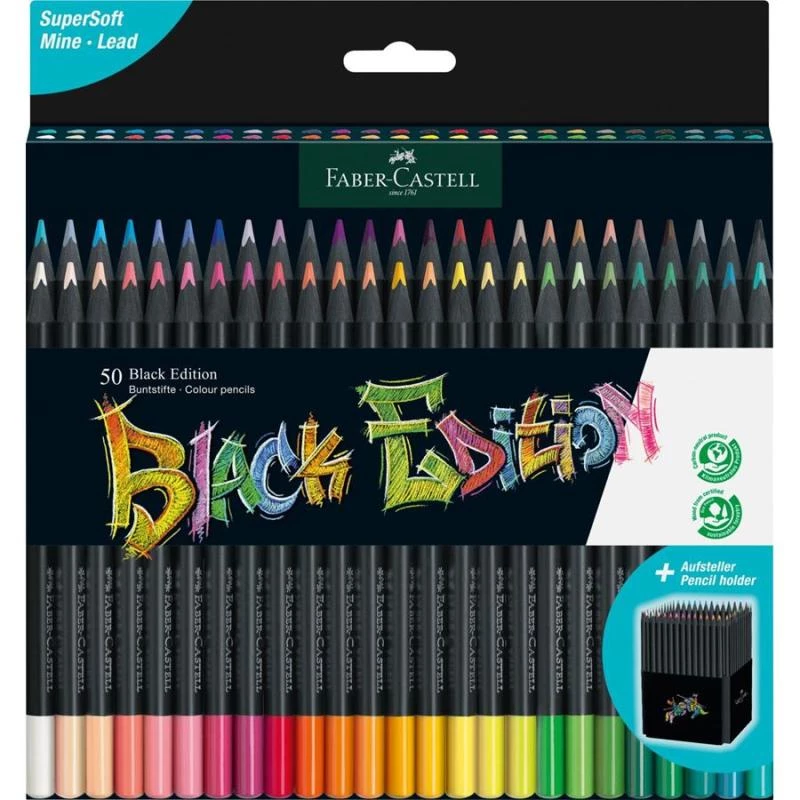 Colour pencils Faber-Castell 116450, multicolour set, 50 pieces, soft lead, cardboard box