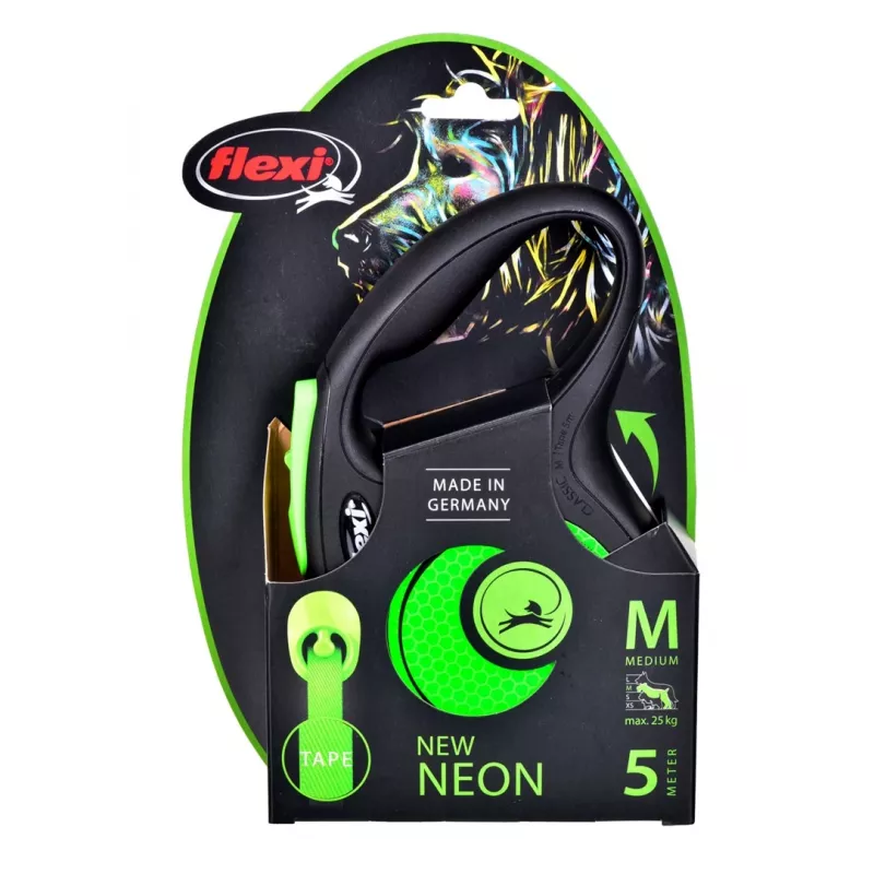 FLEXI New Neon M - retractable leash - 5 m