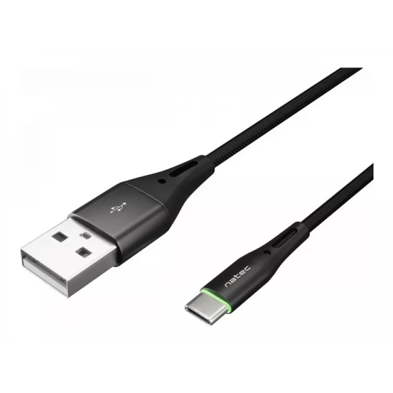 NATEC Cable USB-C/A 2.0 1m prati led black nylon