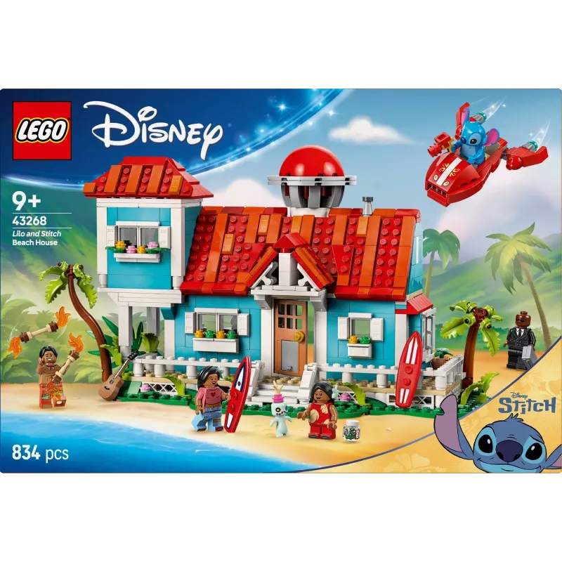 LEGO set Disney 43268 Beach House — modular house build, 834 pieces, 5 minifigures, age 9+