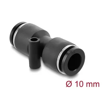 Pneumatic connector DELOCK 10 mm straight with mounting hole, metal/plastic, female thread, 48 mm