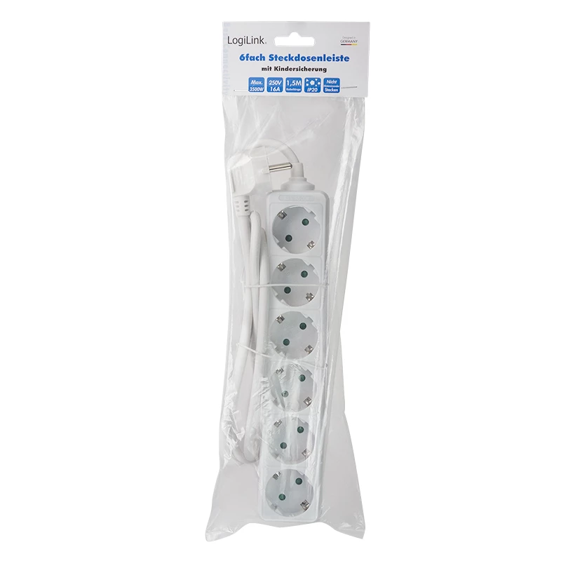 Power Extension LogiLink LPS238 1.5m 6 AC Outlets Indoor White