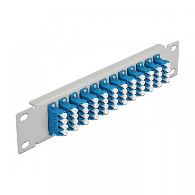 Fiber Optic Patch Panel DeLOCK 10 inch 12 Port LC Quad blue 1U grey