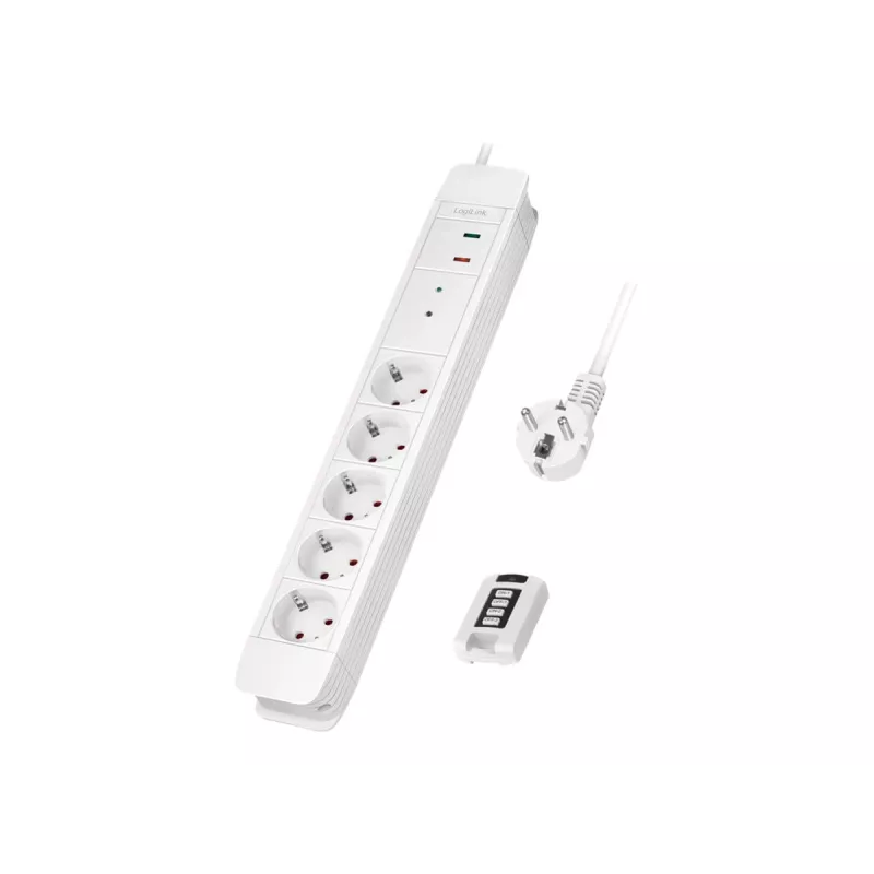 LogiLink LPS402 Power Extension 1.5m 5 AC Outlets Indoor White