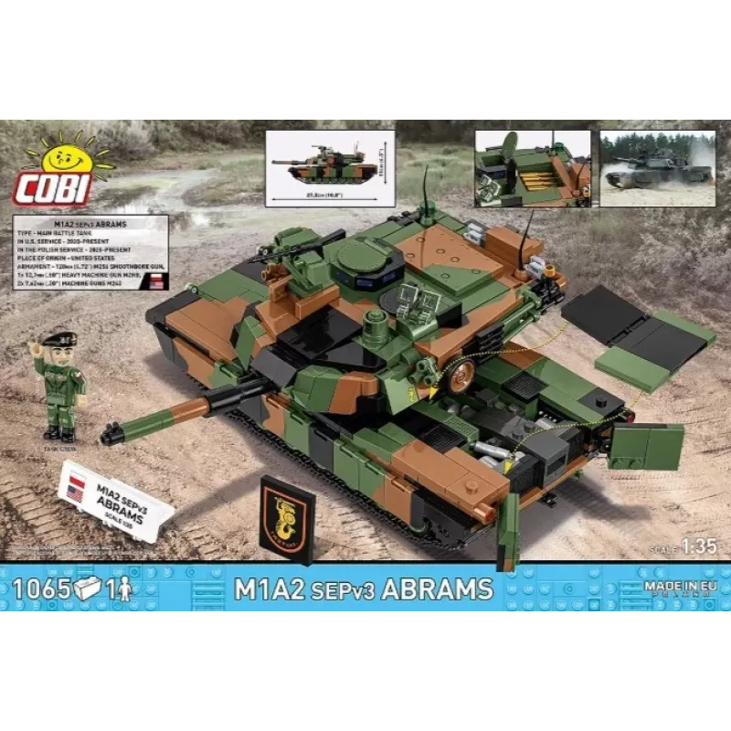 Construction set Cobi M1A2 SEPV3 Abrams model with 1,065 bricks