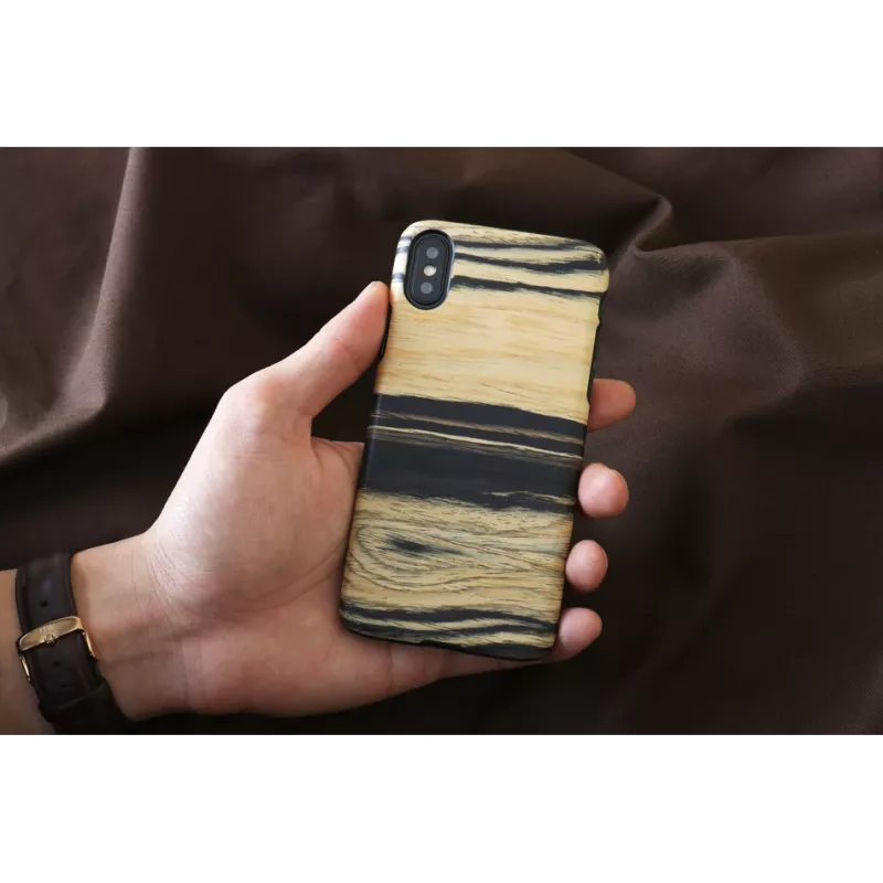 Smartphone case man and wood for iPhone X/XS — white ebony black