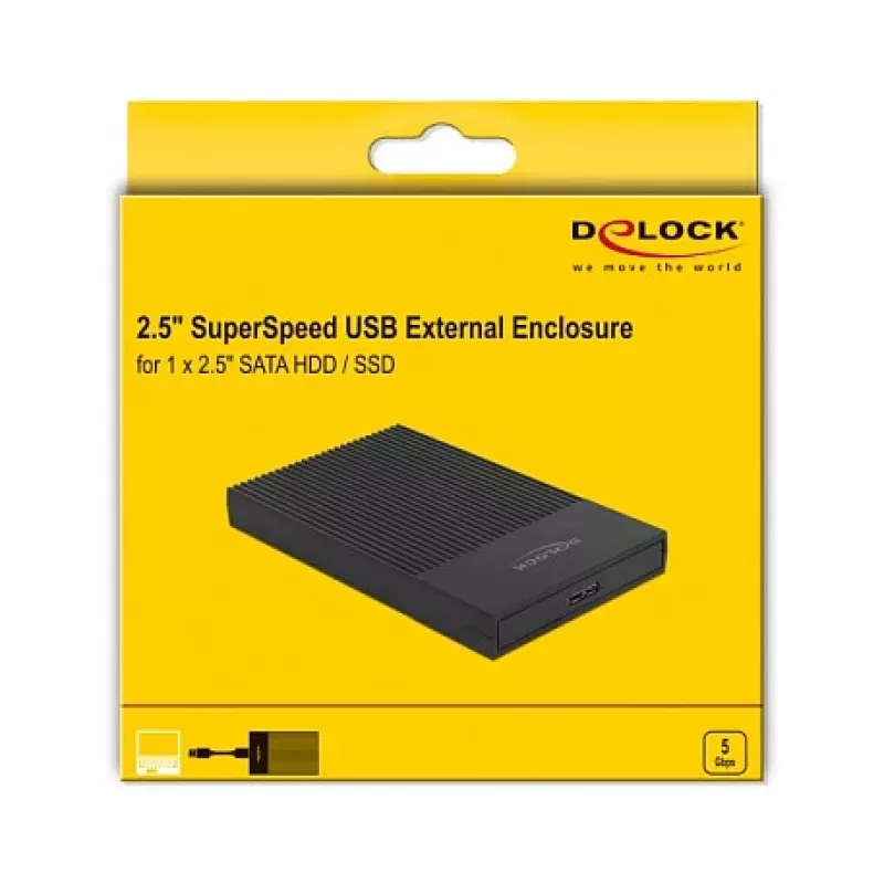 HDD/SSD enclosure DeLOCK 42011 Black 2.5 inch SATA III 5 Gbit/s