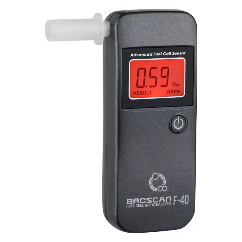Breath alcohol tester BACscan F-40, contactless, BAC 0–4%, 1% accuracy, 20s warm-up, LCD, battery AAA×2