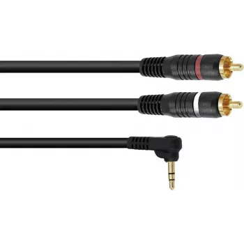 Adapter cable Omnitronic 3.5mm right-angle jack to 2x RCA, 3 m length, model 30225012
