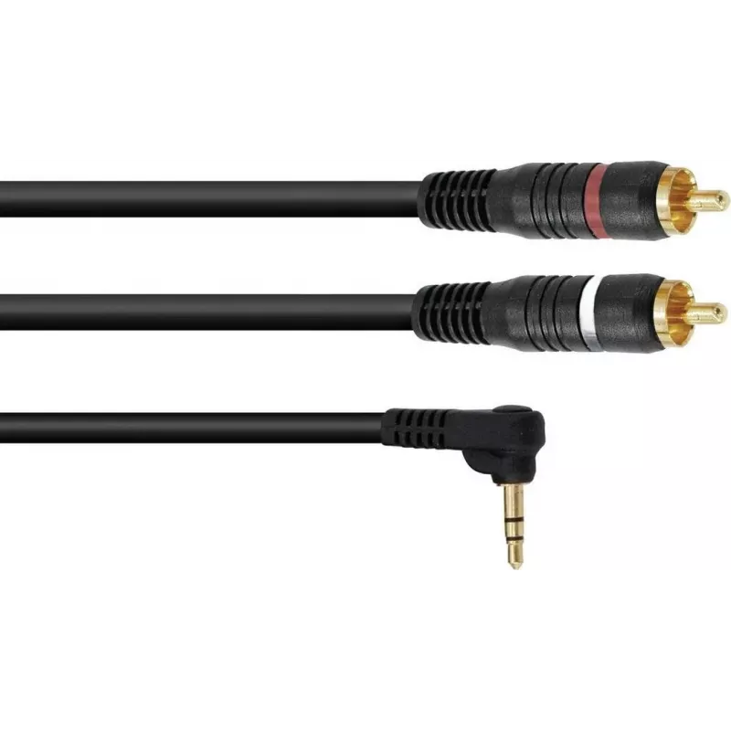 Adapter cable Omnitronic 3.5mm right-angle jack to 2x RCA, 3 m length, model 30225012
