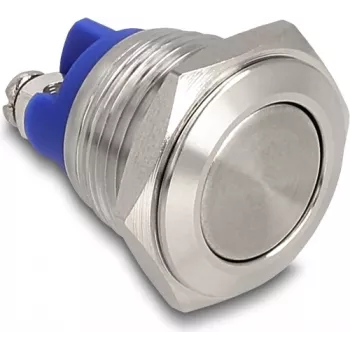Delock Drucktaster zum Einbau 16mm 2 x Schraubklemme Taster flach (22036)