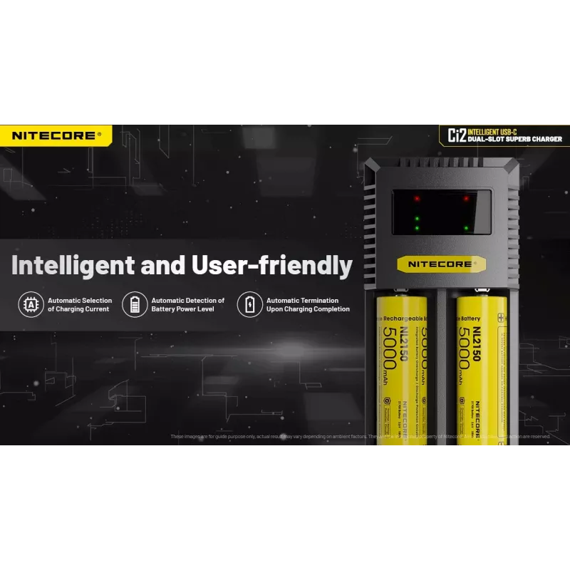 Battery Charger Nitecore Ci12 Universal USB charger for Li‑Ion, NiCd, NiMH, 3A input 5/9/12V, plastic casing