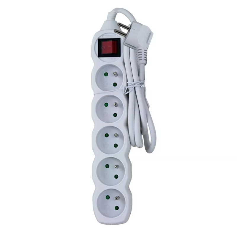 Power extension ESPERANZA ELK214W 1.5 m, 5 Type E AC outlets, indoor, white