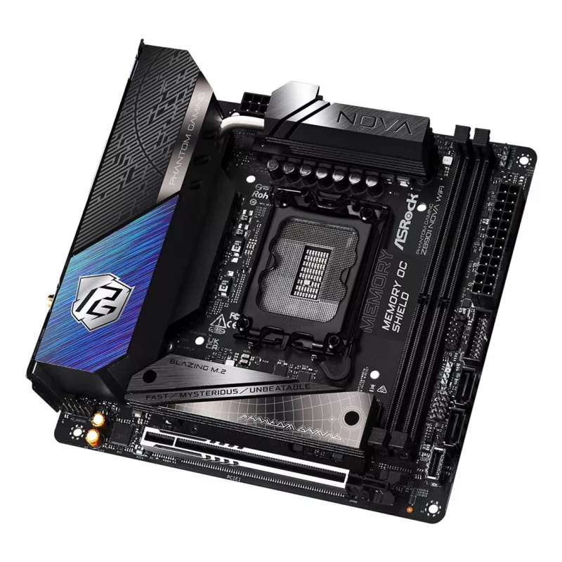 Motherboard ASRock Phantom Gaming Z890I Nova WiFi — Intel Z890, LGA 1851, mini ITX, DDR5, 2x M.2, Wi‑Fi 6E/7, 5Gb LAN, Thunderbolt