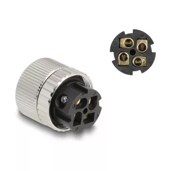DeLOCK M12 Connector A-coded 4 pin female 90° angled metal