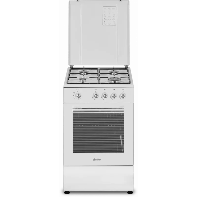 Simfer Cooker 4401SGRBB Hob type Gas Oven type Gas White Width 50 cm 49 L Depth 55 cm