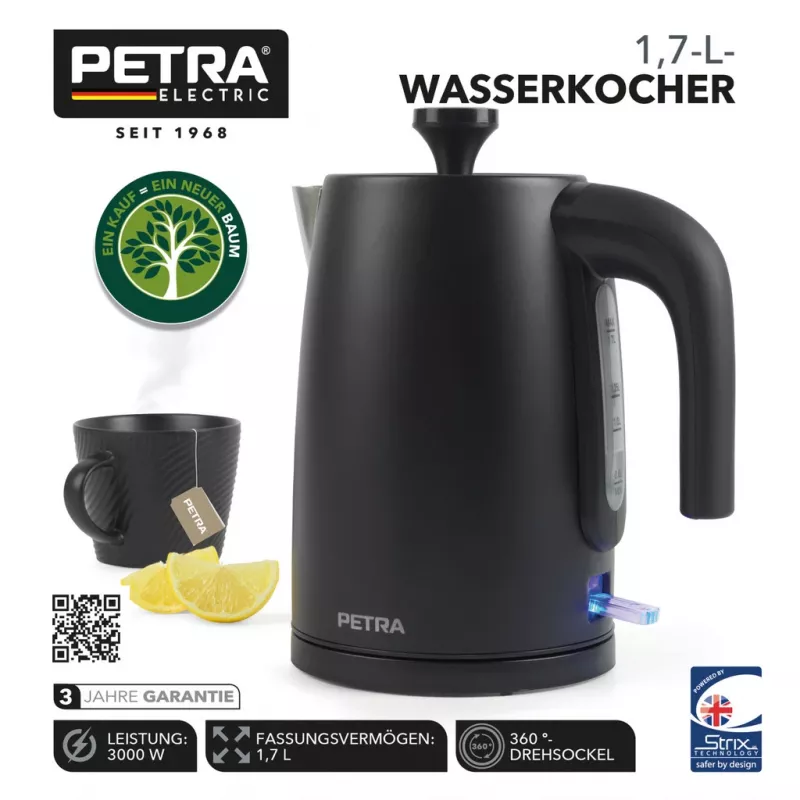 Electric kettle Petra 1.7L 3KW matte black