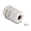 Cable gland M12 DELOCK grey plastic pack of 10