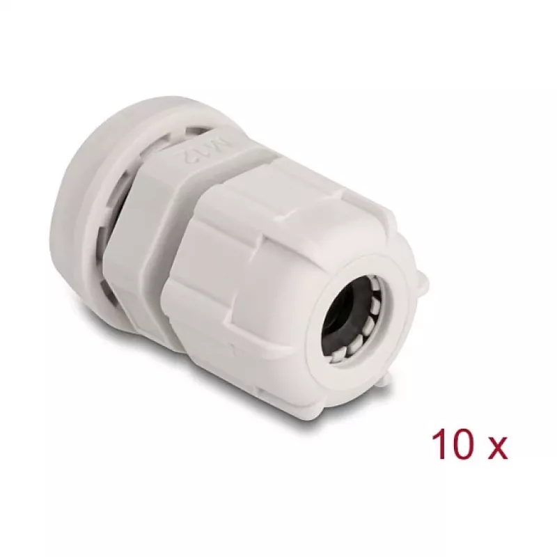 Cable gland M12 DELOCK grey plastic pack of 10