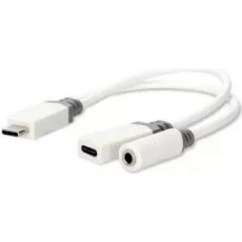 Nedis USB-C™ Adapter | USB 2.0 | USB-C™ Plug USB-C™ Socket / 3.5 mm Socket | 0.10 m | Round | Gold-Plated | PVC | White | Box