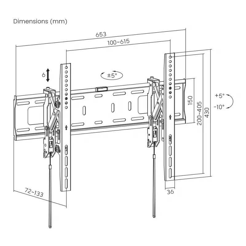 TV Mount SBOX PLB-6546T-2 for 37–80 inch screens, up to 75 kg, VESA up to 600x400