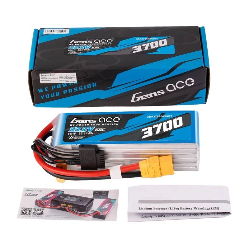 Battery Gens ace GEA376S60X9GT 22.2 V LiPo built-in for RC models, 0.536 kg, black/blue/grey/white
