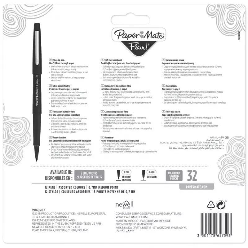 Felt Pen Medium Papermate Flair 12 pc(s)