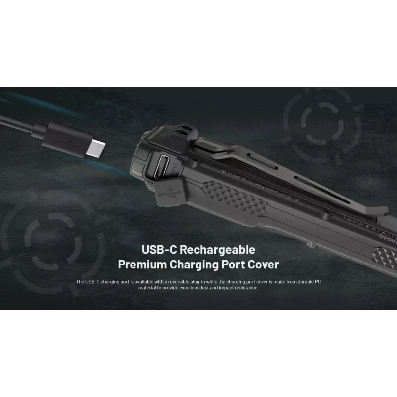 Tactical flashlight Nitecore EDC25 — dual-LED, 15 lm, aluminium body, USB-rechargeable, IP54, shockproof, black
