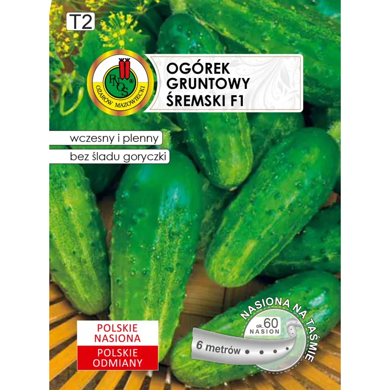 Cucumber Apte ŚREMSKI F1 on Tape 60 seeds, 6 m strip — early pickling variety