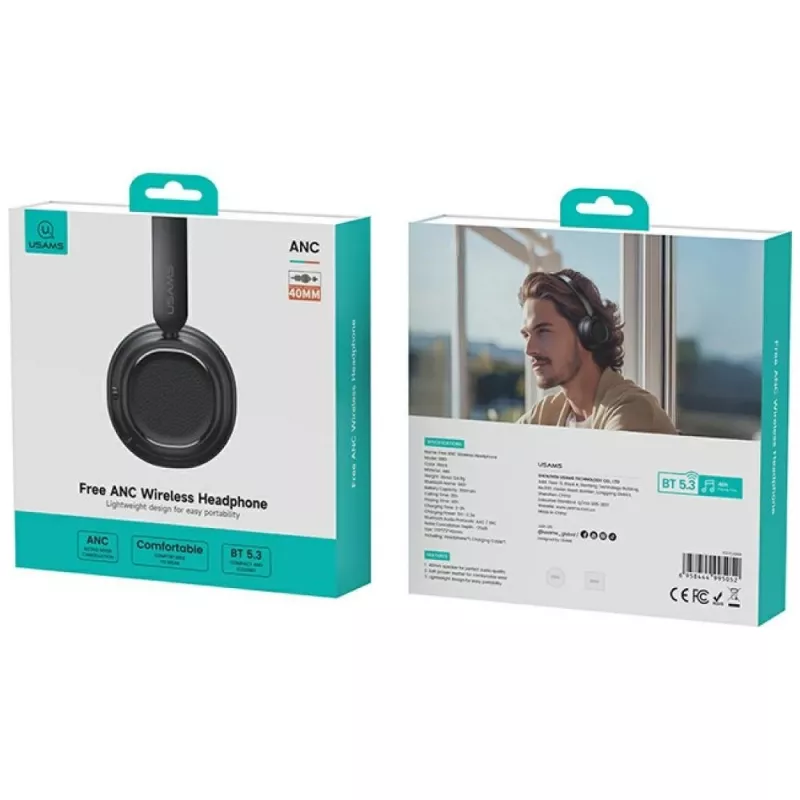 Bluetooth headphones 5.3 Usams SR01 ANC black