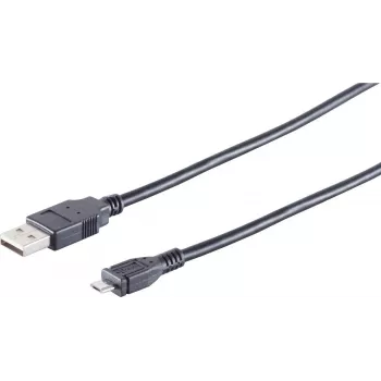 USB Cable S/CONN 14-11015 0.5m USB A Micro-USB B Black