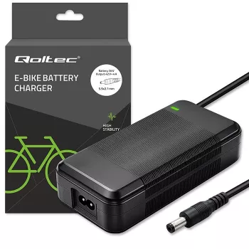 Charger QOLTEC 36V–42V 4A for e-bike, DC plug 5.5×2.1 mm