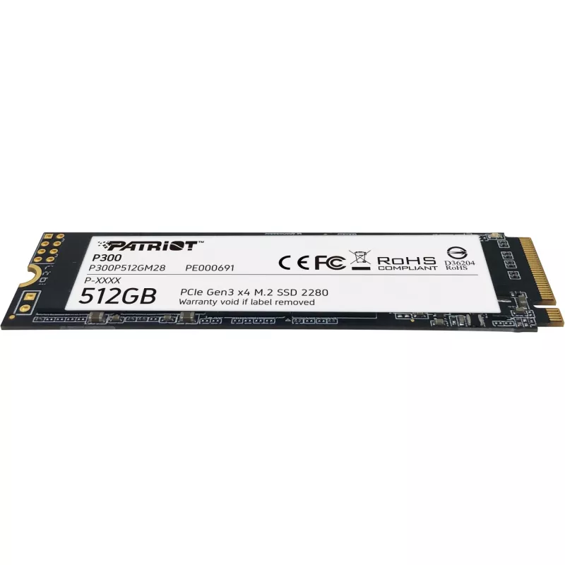 Internal SSD PATRIOT P300 512 GB M.2 PCIe NVMe — Read 1700 MB/s, Write 1200 MB/s, 3D NAND, 3.8 mm, TBW 240